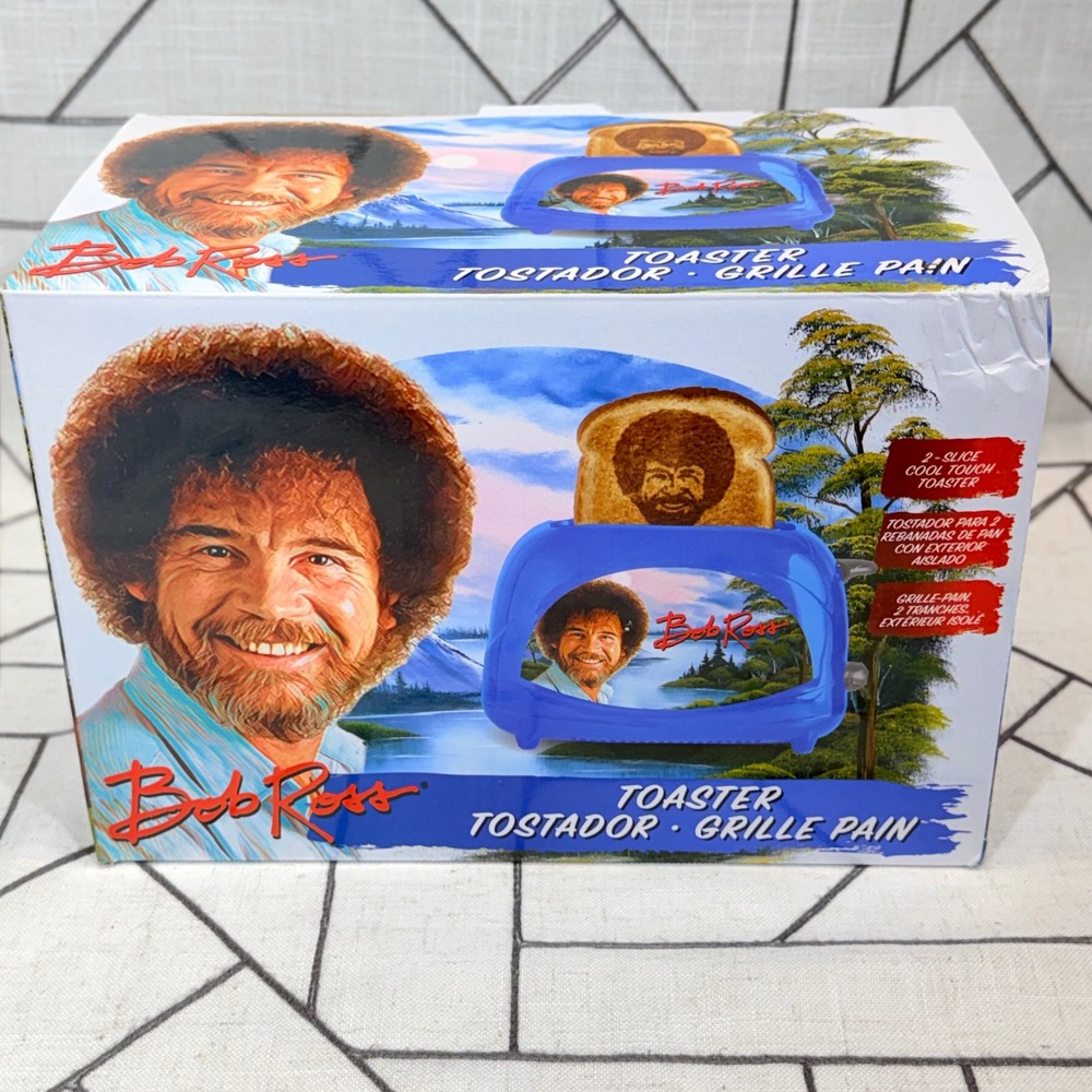 Bob Ross Toaster OS Blue 2-Slice Novelty Toasts Image‎ on Bread Uncanny Brands